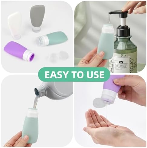 4-Piece Set of Silicone Condiment Squeeze Bottles for Lunch Boxes
