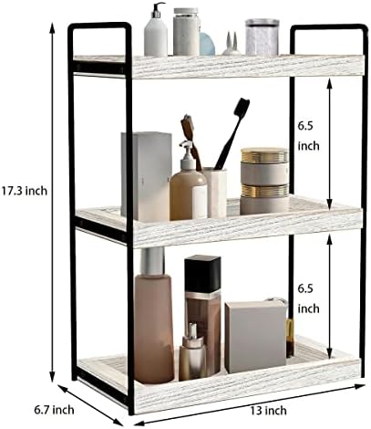 Dorhors 3-Tier Bathroom Counter Organizer Rustic White