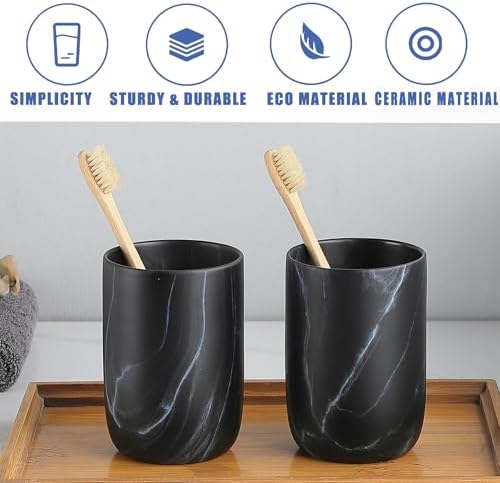 Black Marble Design Ceramic Toothbrush Organizer