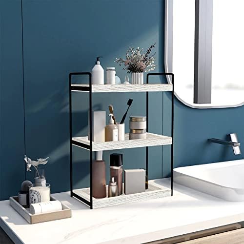 Dorhors 3-Tier Bathroom Counter Organizer Rustic White