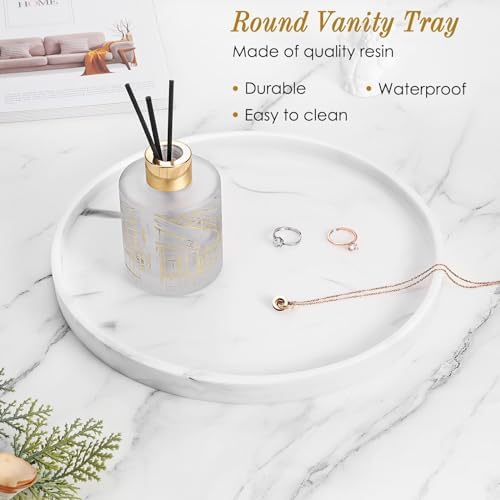 Luxspire Round Vanity Tray Marble White