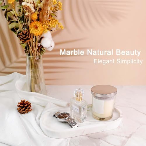 Elegant Natural Marble Bathroom Vanity Tray for Non-Slip Organization