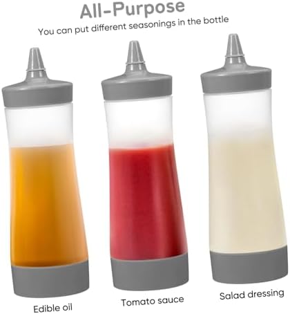 Mikinona Essential Condiment Squeeze Bottles 4-Pack Reusable Leakproof Easy to Carry