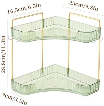 Plactical 2-Tier Plastic Bathroom Organizer with Green Gold Design