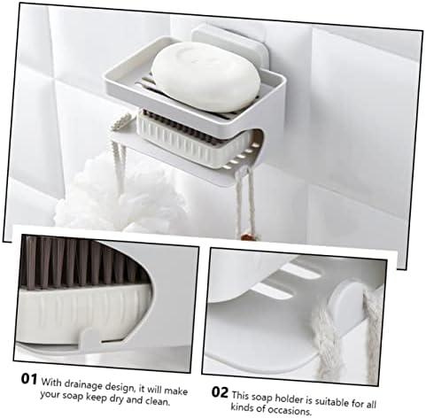 BRIGHTFUFU Double Layer Wall-Mounted Soap Dish Organizer
