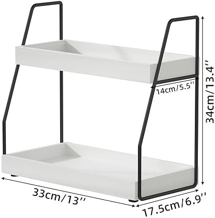 Double-Tier White Bathroom Organizer for Space-Saving Storage