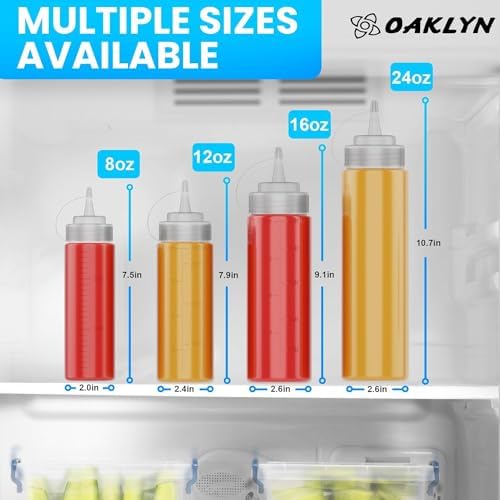 Oaklyn Squeeze Bottles 8oz 6 PackReusable Condiment Bottles