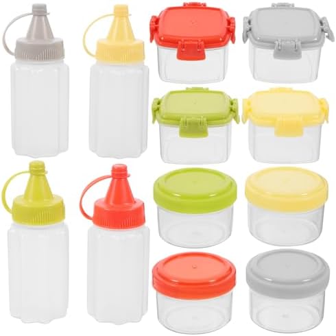 VILLFUL Set of 12 Mini Squeeze Bottles for Seasoning Storage