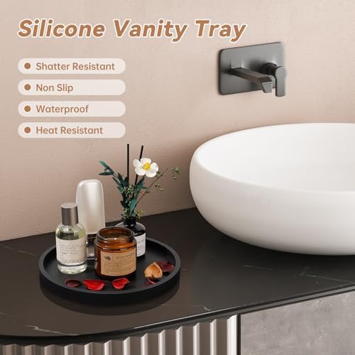 NiHome Thickened Silicone Vanity Organizer Tray Black