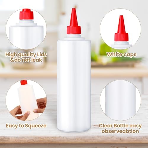 Irenare 30-Piece Plastic Condiment Squeeze Bottles