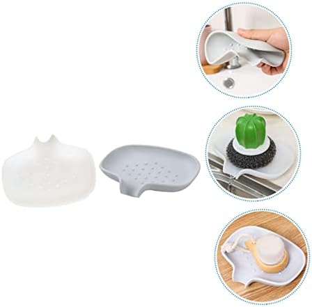 Perfect 2pcs WhiteGray Draining Soap Disk for Bathroom Kitchen Storage