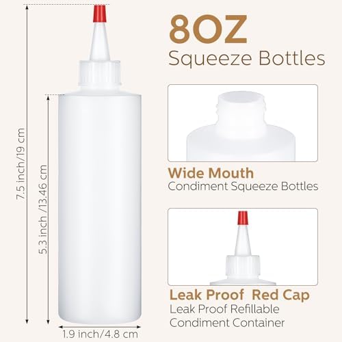 Jinei 30pk 8oz Squeeze Bottles - Clear Kitchen Squeeze Containers