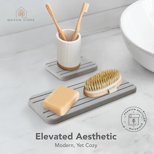 Maison Stone Bathroom Tray with Vanity Tray - Absorbent Eco-Friendly 8x4 Countertop