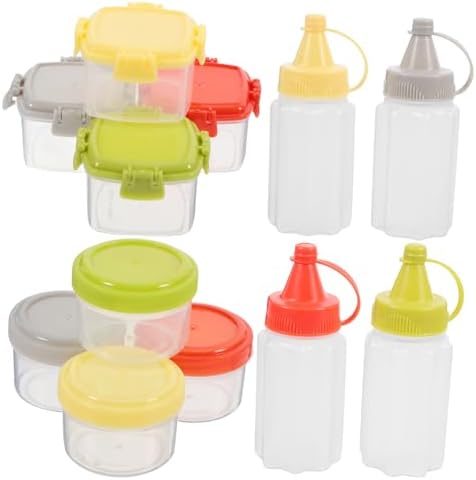 KICHOUSE 12-Piece Transparent Mini Squeeze Condiment Bottles Set With