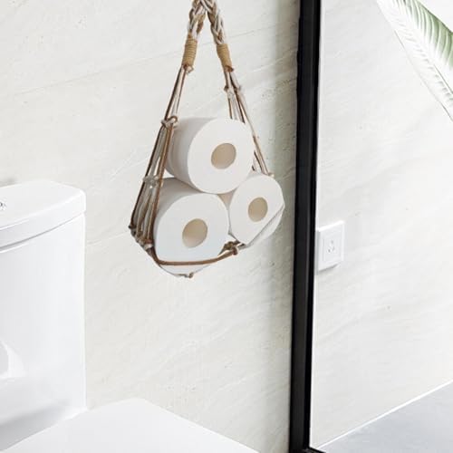 Stylish Brown White Wall Hanging Toilet Paper Organizer