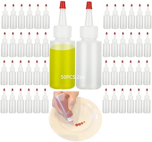 Acrux750-Pack 2 oz Plastic Condiment Squeeze Bottles Durable Leak-Proof