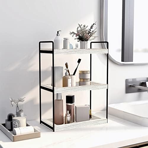 Dorhors 3-Tier Bathroom Counter Organizer Rustic White