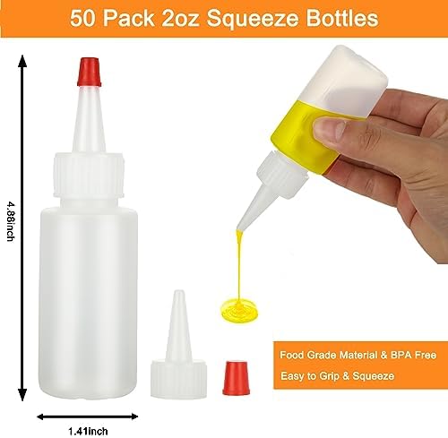 Acrux750-Pack 2 oz Plastic Condiment Squeeze Bottles Durable Leak-Proof
