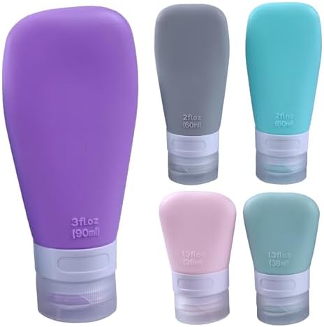 5-Pack Squeeze Salad Dressing Bottles Food Grade Silicone Leak-Proof Portable
