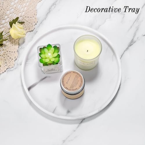 Luxspire Round Vanity Tray Marble White