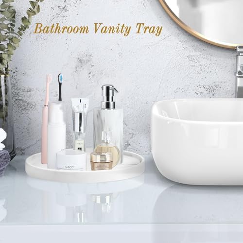 Luxspire Round Vanity Tray Marble White