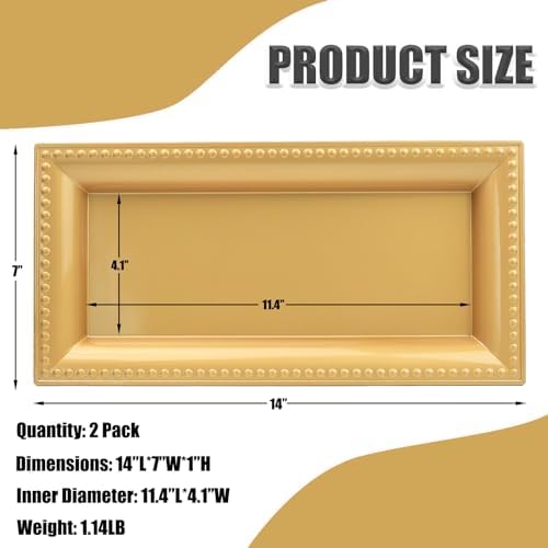 Versatile 2-Pack Gold Bathroom Vanity Tray for Organization