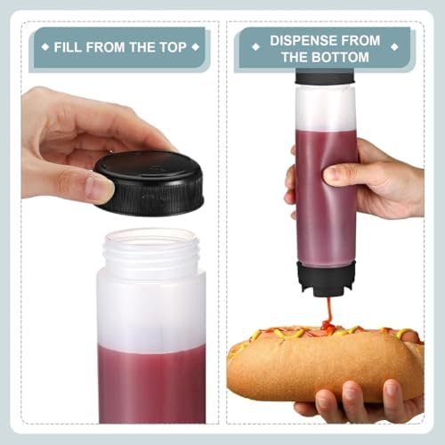 6 Pcs 16 Oz Condiment Squeeze Bottles Inverted Leak Proof