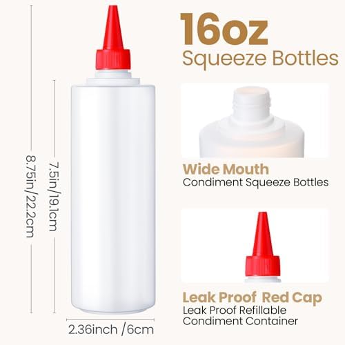 Irenare 30-Piece Plastic Condiment Squeeze Bottles