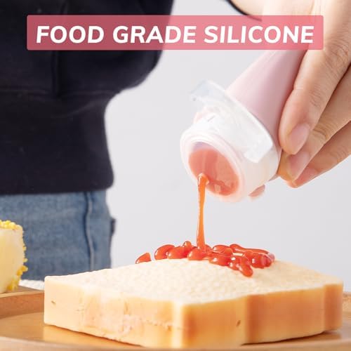 4Pcs Squeeze Salad Dressing Bottles with Brush Set