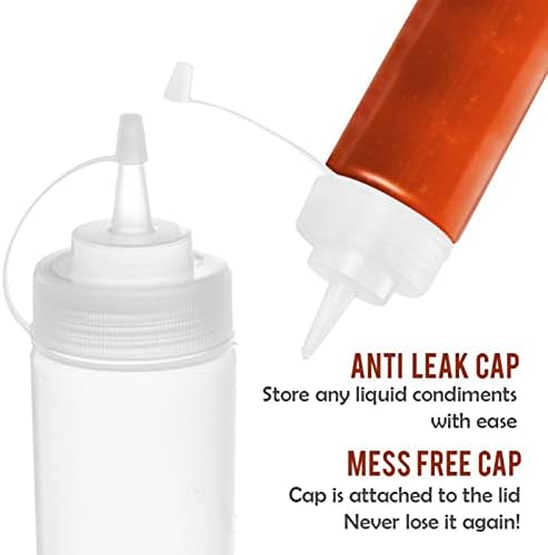 Condiment Squeeze Bottles - 8 oz Empty with Tips
