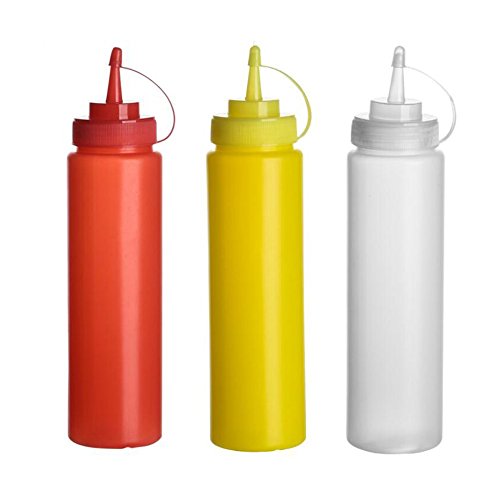 3-Piece Set of 12oz Squeeze Bottle Spray dispensers with Twist-On Caps