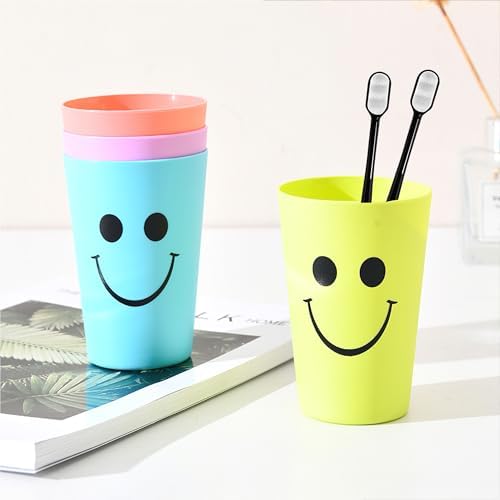 Smile Face Toothbrush Holder Reusable Stackable 260ml for Kids
