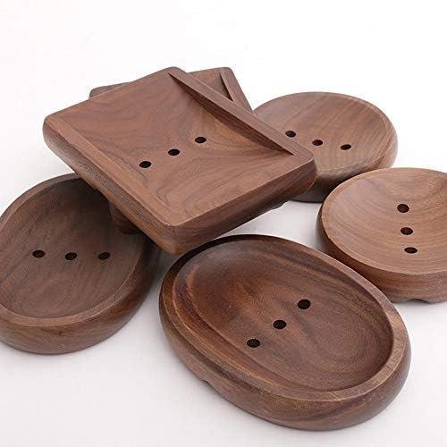 Natural Wooden Soap Dish Black walnut bar soap holder with draining tray