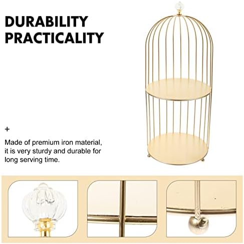 Hemoton 2-Tier Metal Bird Cage Cosmetic Organizer