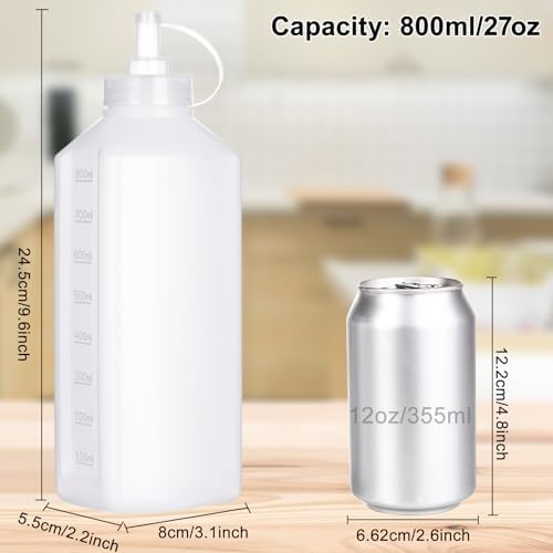 Uceoo 27 Ounce Squeeze Condiment Bottles with Cap Lids