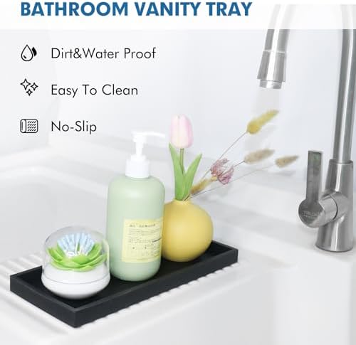 Vanity Tray Set Silicone Organizer for Bath Kitchen