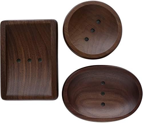 Natural Wooden Soap Dish Black walnut bar soap holder with draining tray