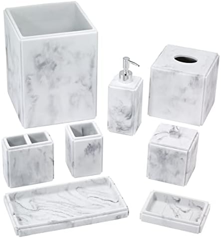 Premium Resin Tumbler Marble-Style Bathroom Organizer