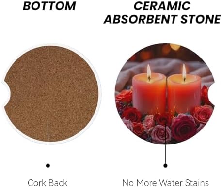 Candleflower 2-Piece Coasters Set for Car Accessories
