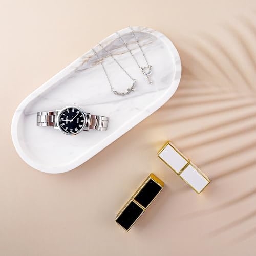 Elegant Natural Marble Bathroom Vanity Tray for Non-Slip Organization