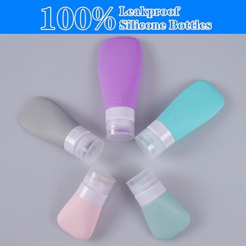 5-Pack Squeeze Salad Dressing Bottles Food Grade Silicone Leak-Proof Portable