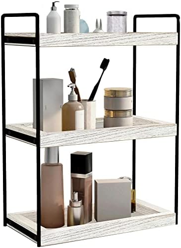 Dorhors 3-Tier Bathroom Counter Organizer Rustic White