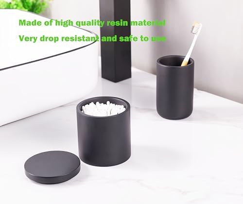 Resin Bathroom Tumbler Cup Matte Black Multifunctional Holder