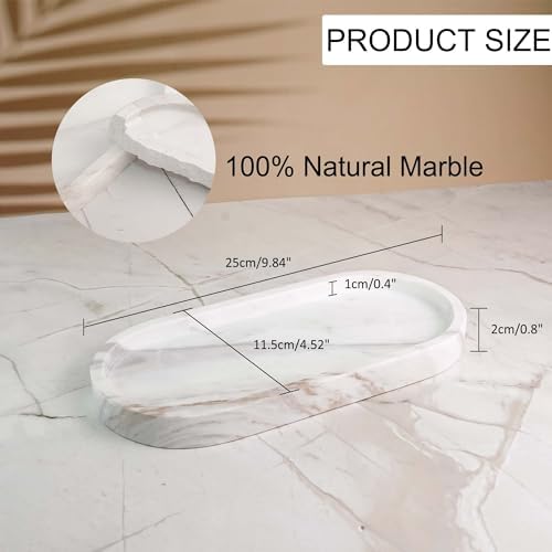 Elegant Natural Marble Bathroom Vanity Tray for Non-Slip Organization