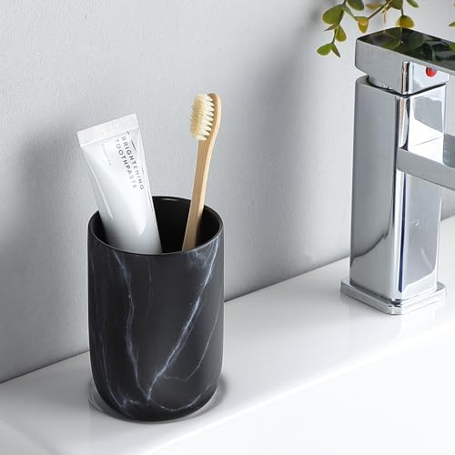 Black Marble Design Ceramic Toothbrush Organizer
