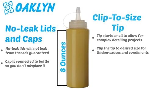 Oaklyn Squeeze Bottles 8oz 6 PackReusable Condiment Bottles