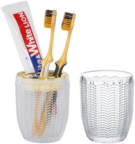 2-Piece Glass Toothbrush and Toothpaste Holder Set