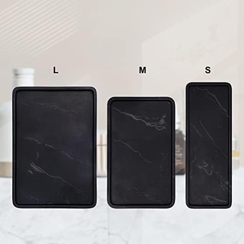 Premium Black Marble Bathroom Vanity Tray Organizer