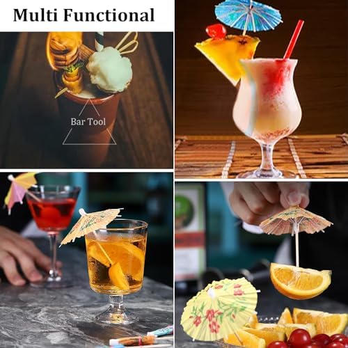 Stylish 50-Pack Umbrella Cocktail Picks for tropical parties