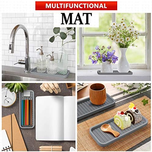 ZAPPOWARE Silicone Sink Caddy Organizer 9x35 Gray